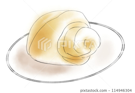Illustration of bread on a plate 114946304