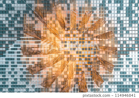Abstract glowing lines with dense cube background, 114946841