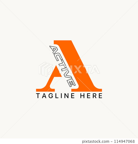 Logo design graphic concept creative premium vector stock unique abstract initial letter A serif font cutting. Related to monogram typography brand 114947068