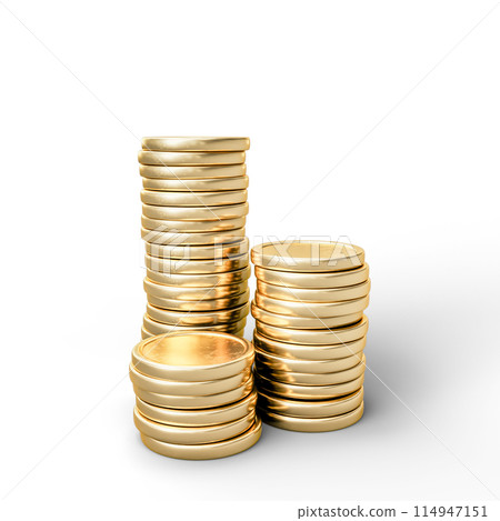 Golden Coin on White Background. 3D Illustration. File With Clipping Path. Golden Coin on White Background. 3D Illustration. File With Clipping Path. 114947151