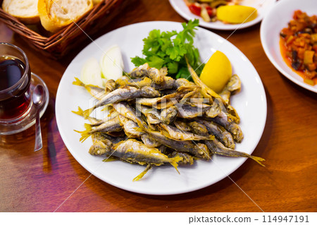 Fried fish red mullet Fried fish red mullet 114947191