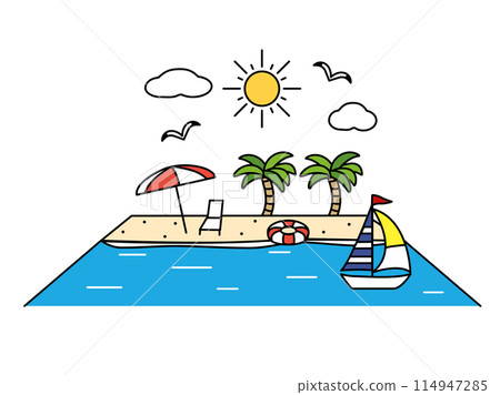 簡單的大海,海灘插畫 簡單的大海,海灘插畫 114947285