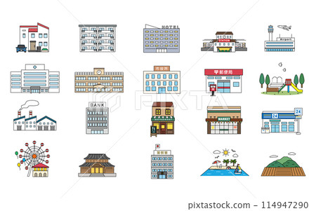 簡單設施和建築物的插圖集 114947290