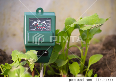 Measure soil with three way agricultural digital device 114947353