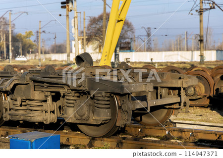 Wheelsets for railway car at railway junction during waiting repair 114947371