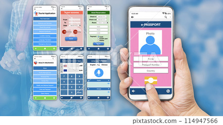 Various essential mobile apps for tourists. Various essential mobile apps for tourists. 114947566