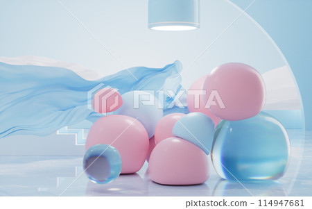 Soft balls, creative geometric background, 3d Soft balls, creative geometric background, 3d 114947681