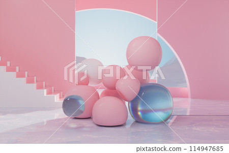 Soft balls, creative geometric background, 3d Soft balls, creative geometric background, 3d 114947685