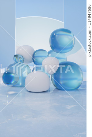 Soft balls, creative geometric background, 3d 114947686
