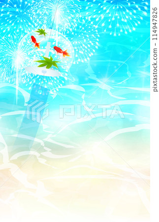 Goldfish summer greetings sea background 114947826