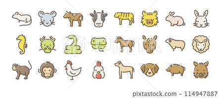 十二生肖圖示設定正面和側面 114947887