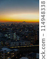 A city stained by the setting sun 114948338