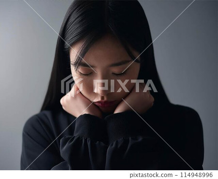 擔心的女人、人、孩子、女孩、思考的心理形象 114948996