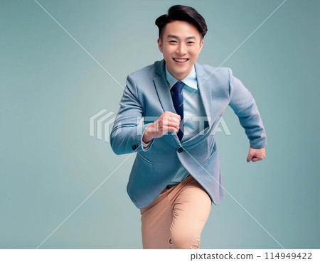 商務男性人物跑步形象 114949422