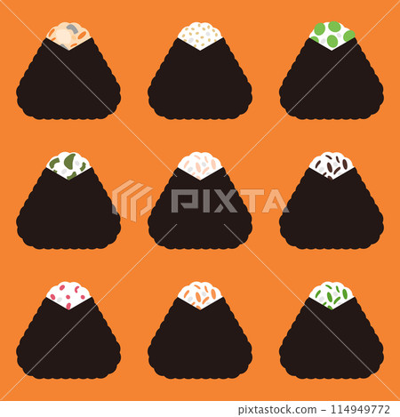 Rice ball illustration set 7 Rice ball illustration set 7 114949772