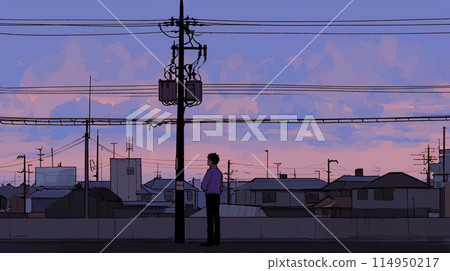 郊區住宅區的黃昏景色 114950217