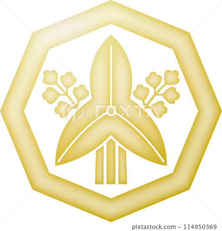 Family crest: Octagonal corner with standing iris [gold] 114950369