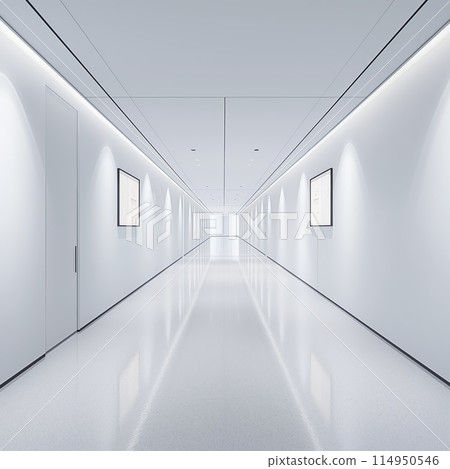 Minimalist white corridor in modern building Minimalist white corridor in modern building 114950546