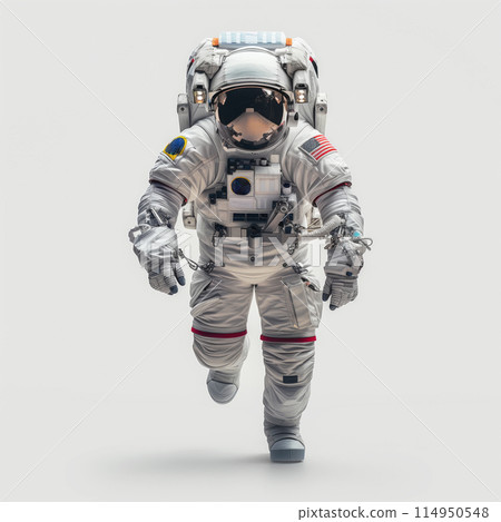 Astronaut in spacesuit floating isolated on white 114950548