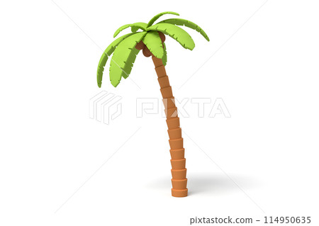 Stylized cartoon 3D palm tree on white 114950635