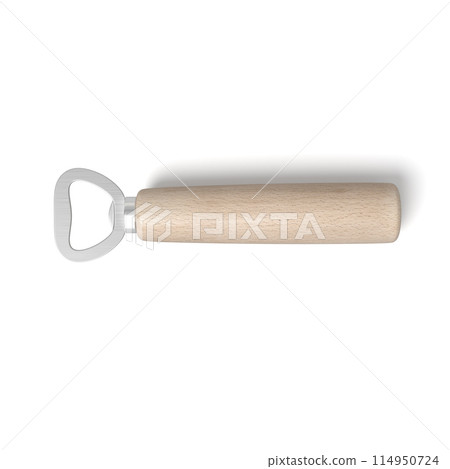 Top view of wooden bottle opener 114950724