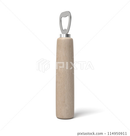 Single wooden handle bottle opener on white Single wooden handle bottle opener on white 114950911