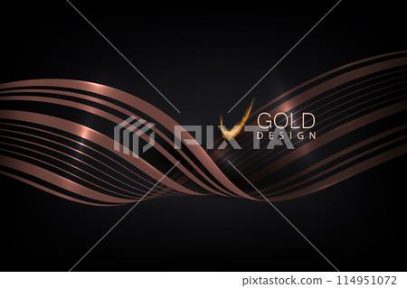 Illustration with an isolated ribbon in a rich copper tone on a black background Illustration with an isolated ribbon in a rich copper tone on a black background 114951072