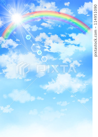 Blue sky and rainbow background vertical 114951090