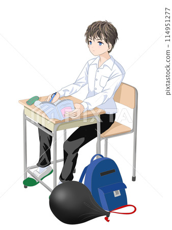 Junior high school boy studying 114951277