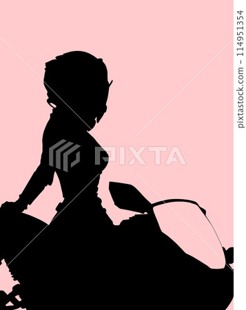 Silhouette of a woman riding a bike 114951354