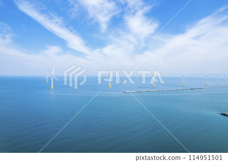 Offshore wind power generation (aerial view) 114951501
