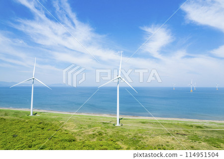 Windmills on the sea (aerial view) 114951504