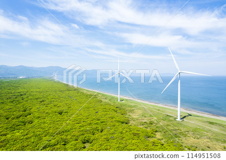 風車在海岸線上（鳥瞰圖） 114951508