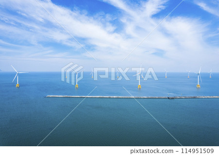 Offshore wind power generation (aerial view) Offshore wind power generation (aerial view) 114951509