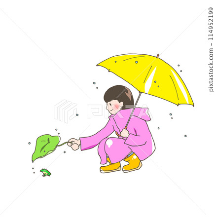 青蛙和女孩避雨 114952199