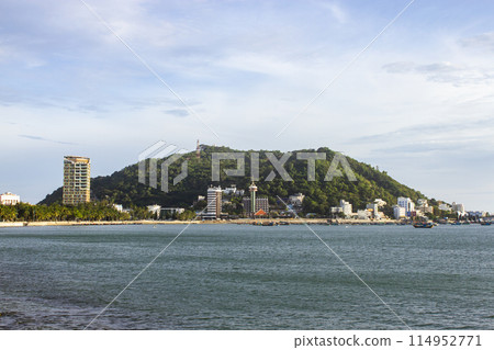 View Of Vung Tau Coastal Area With Mountain On Background, Vietnam. View Of Vung Tau Coastal Area With Mountain On Background, Vietnam. 114952771
