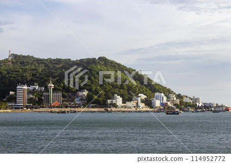 View Of Vung Tau Coastal Area With Mountain On Background, Vietnam. View Of Vung Tau Coastal Area With Mountain On Background, Vietnam. 114952772