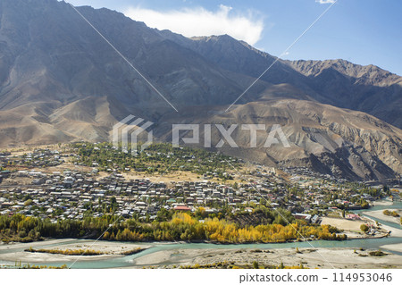 Panoramic View Of Kargil Town On Suru River Bank In Leh Ladakh, India. 114953046