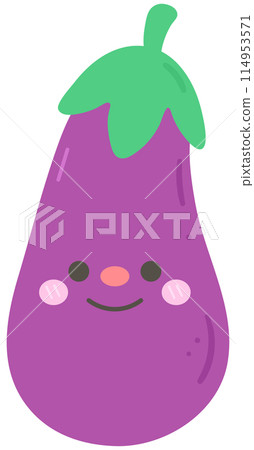 Kid hand drawn cute healthy food vegetables eggplant 114953571