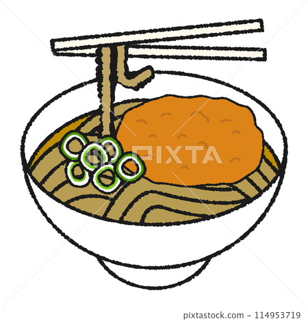 炸丸子蕎麥麵的手繪風格圖示插圖 炸丸子蕎麥麵的手繪風格圖示插圖 114953719