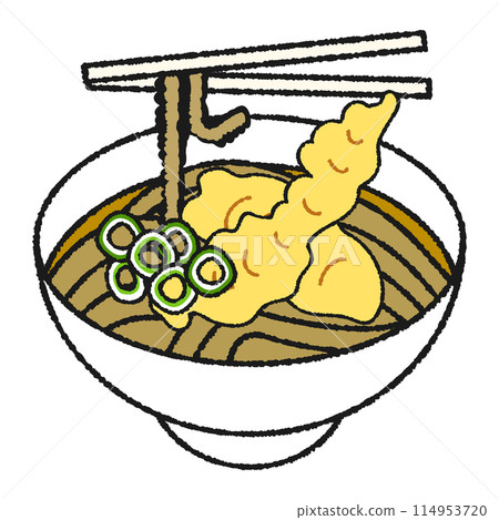 柏十蕎麥麵的手繪風格圖示插圖 柏十蕎麥麵的手繪風格圖示插圖 114953720