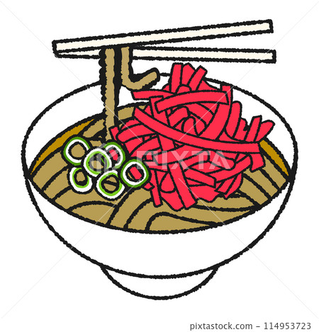 紅薑天婦羅蕎麥麵的手繪風格圖示插圖 114953723