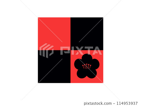 梅花紅黑方格圖案 114953937