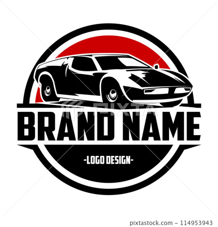 silhouette of 1976 Lotus spirit car. appear from the side with an elegant style. premium vector design. isolated white background. Best for logo, badge, emblem, icon, sticker design. vintage car indus 114953943