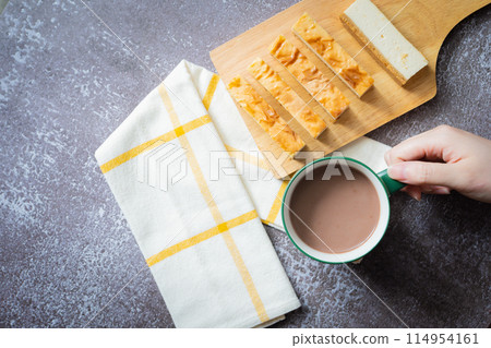 food background with cheese cake and breakfast for summer season food background with cheese cake and breakfast for summer season 114954161