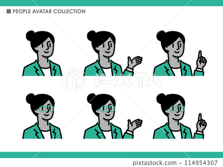 Collection of women's poses. Business scenes. 114954307