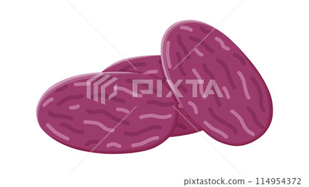 3 purple dried fruits (dates or raisins) 3 purple dried fruits (dates or raisins) 114954372