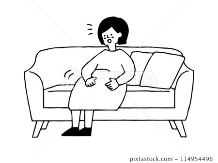 Baby kicking pregnant woman's belly 114954498