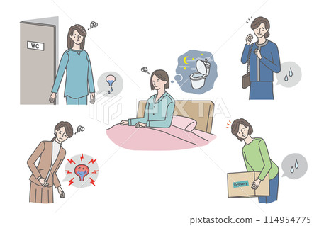 女性泌尿問題插圖集（漏尿、殘尿感、夜尿、膀胱炎） 114954775