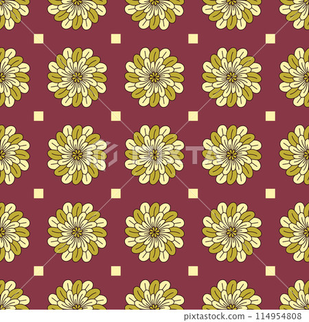 Seamless pattern with hand drawn golden classic floral rosette motifs 114954808